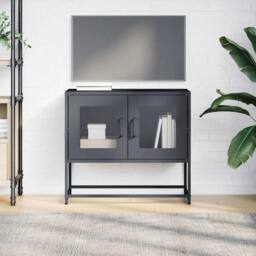 Berkfield Home TV Cabinet Anthracite 68x39x60.5 cm Cold-rolled Steel in Charcoal - thumbnail 4
