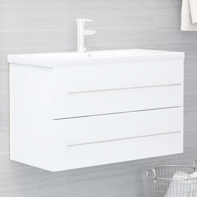 Berkfield Home Sink Cabinet with Built-in Basin White Engineered Wood - image 1