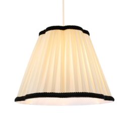 Happy Homewares Ivory White Victorian Pleated Faux Silk Lamp Shade with Black Trims - Size: 12 inches - thumbnail 2