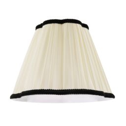 Happy Homewares Ivory White Victorian Pleated Faux Silk Lamp Shade with Black Trims - Size: 12 inches - thumbnail 1