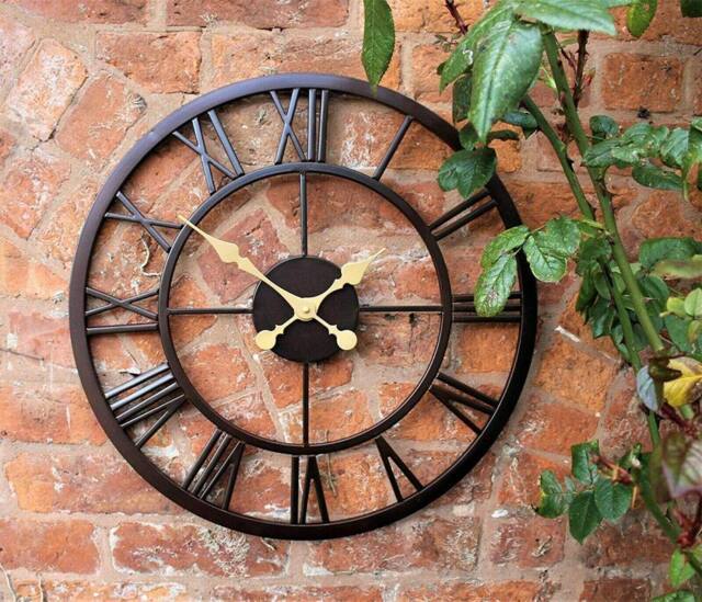 Marco Paul Large Skeleton Metal Wall Clock 50cm Roman Numeral Black Outdoor/Indoor - image 1