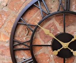 Marco Paul Large Skeleton Metal Wall Clock 50cm Roman Numeral Black Outdoor/Indoor - thumbnail 9