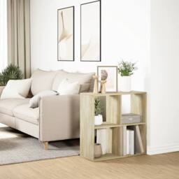 Berkfield Home Room Divider Bookcase Sonoma Oak 69.5x29x69.5 cm Engineered Wood in Light Oak - thumbnail 4