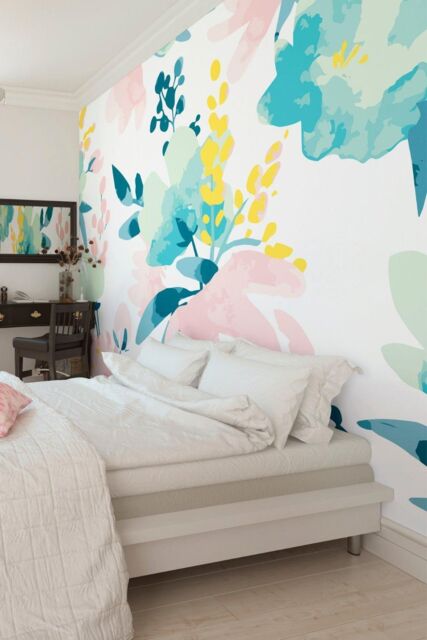 Origin Murals Graphic Flower Wall Mural in Light Pink - Size: W350 cm x H280 cm - image 1