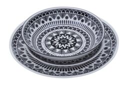 Orsina 12 Piece Black & White Dinner Set, Bold Abstract Design White & Black Dinner Set, 12 Pc Dinnerware Set - thumbnail 5
