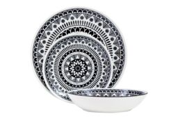 Orsina 12 Piece Black & White Dinner Set, Bold Abstract Design White & Black Dinner Set, 12 Pc Dinnerware Set - thumbnail 7