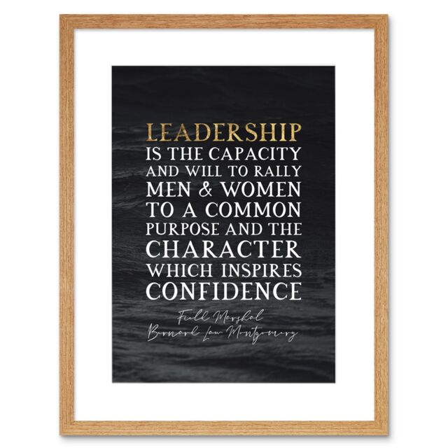 "Artery8 Wall Art Print Slate Quote Field Marshal Bernard Law Montgomery Leadership Artwork Framed 9X7 Inch in Beige - Size: W7"" x H9""" - image 1