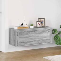 Berkfield Home Wall Shoe Cabinet Grey Sonoma 100x35x38 cm Engineered Wood - Size: 100 x 35 x 38 cm - thumbnail 2