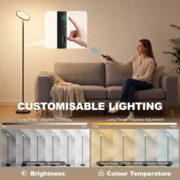 HOMCOM Uplighter Floor Lamp with Tuya App & Music Sync for Bedroom, Black - Size: Large - thumbnail 6