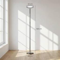 HOMCOM Uplighter Floor Lamp with Tuya App & Music Sync for Bedroom, Black - Size: Large - thumbnail 3
