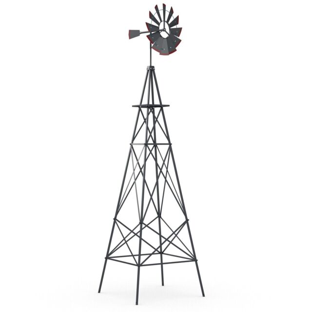 Costway 253 cm Ornamental Windmill All-Weather Metal Wind Mill Weathervane in Grey - image 1