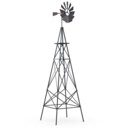 Costway 253 cm Ornamental Windmill All-Weather Metal Wind Mill Weathervane in Grey - thumbnail 1