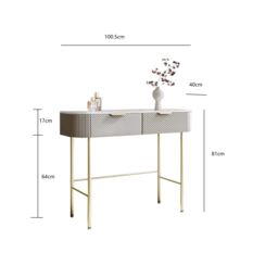CARME HOME Imogen Mocha Dressing Table - Drawers with ribbed front finished - Marble-effect tabletop in Brown - thumbnail 6