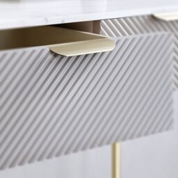 CARME HOME Imogen Mocha Dressing Table - Drawers with ribbed front finished - Marble-effect tabletop in Brown - thumbnail 4