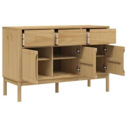 Berkfield Home Sideboard FLORO Wax Brown 114x43x74 cm Solid Wood Pine in Light Tan - Size: 114 x 43 x 74 cm - thumbnail 8