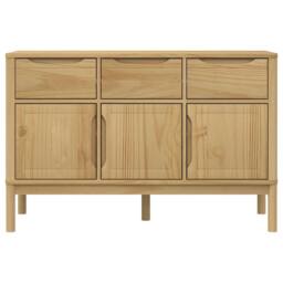 Berkfield Home Sideboard FLORO Wax Brown 114x43x74 cm Solid Wood Pine in Light Tan - Size: 114 x 43 x 74 cm - thumbnail 5