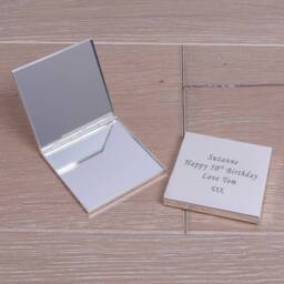 Uniqueful Women's Personalised Silver Plated Compact Mirror for Friend - thumbnail 4