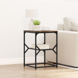 Berkfield Home Side Table Smoked Oak 41x40x60 cm Engineered Wood in Brown - Size: 41 x 40 x 60 cm - thumbnail 1