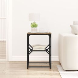 Berkfield Home Side Table Smoked Oak 41x40x60 cm Engineered Wood in Brown - Size: 41 x 40 x 60 cm - thumbnail 4