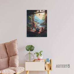 "Artery8 Tranquil Japanese Tea Ceremony In Nature Canvas Wall Art Print - Size: W18"" x H24""" - thumbnail 3