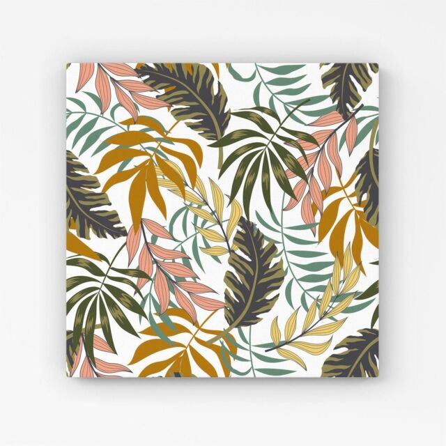 Warren Reed - Designer Tropical Leaves Canvas in Green - Size: w40 inch x h40 inch - image 1