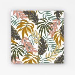 Warren Reed - Designer Tropical Leaves Canvas in Green - Size: w40 inch x h40 inch - thumbnail 1