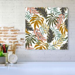 Warren Reed - Designer Tropical Leaves Canvas in Green - Size: w40 inch x h40 inch - thumbnail 2