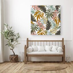 Warren Reed - Designer Tropical Leaves Canvas in Green - Size: w40 inch x h40 inch - thumbnail 3