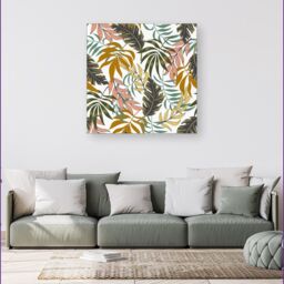 Warren Reed - Designer Tropical Leaves Canvas in Green - Size: w40 inch x h40 inch - thumbnail 4