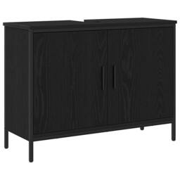 Berkfield Home Bathroom Sink Cabinet Black Oak 80x30x60 cm Engineered Wood - Size: 80 x 30 x 60 cm - thumbnail 1