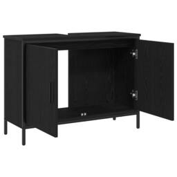 Berkfield Home Bathroom Sink Cabinet Black Oak 80x30x60 cm Engineered Wood - Size: 80 x 30 x 60 cm - thumbnail 5