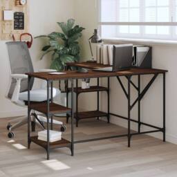 Berkfield Home Desk Brown Oak 139x139x75 cm Engineered Wood - Size: 139 x 139 x 75 cm - thumbnail 2
