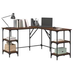 Berkfield Home Desk Brown Oak 139x139x75 cm Engineered Wood - Size: 139 x 139 x 75 cm - thumbnail 4