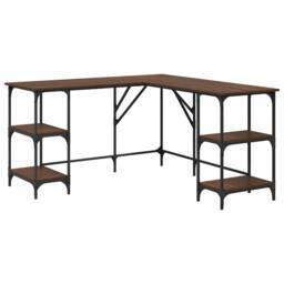 Berkfield Home Desk Brown Oak 139x139x75 cm Engineered Wood - Size: 139 x 139 x 75 cm - thumbnail 1
