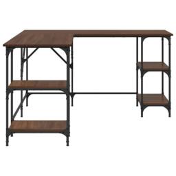 Berkfield Home Desk Brown Oak 139x139x75 cm Engineered Wood - Size: 139 x 139 x 75 cm - thumbnail 6