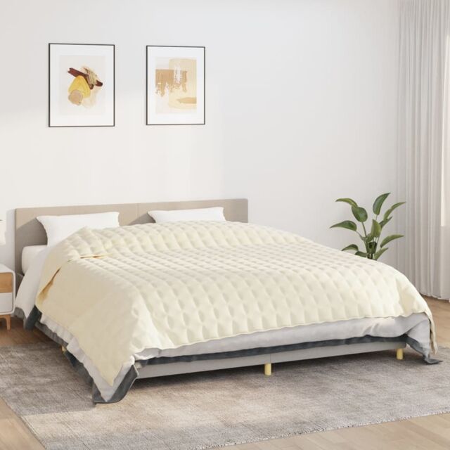 Berkfield Home Weighted Blanket Light Cream 235x290 cm 11 kg Fabric - image 1