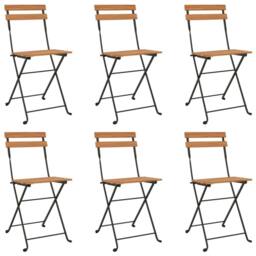 Berkfield Home Beautiful 7 Piece Folding Bistro Set Solid Wood Acacia & Steel in Brown - thumbnail 4