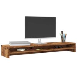 Berkfield Home Monitor Stand Old Wood 100x24x13 cm Engineered Wood in Brown - Size: 100 x 24 x 13 cm - thumbnail 2