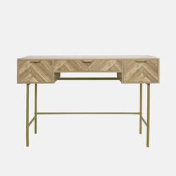 OHS Chevron Wood Dressing Table 3 Drawer Vanity Makeup Desk in Light Oak - thumbnail 2