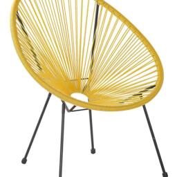 Wyld and Coco Yellow PE Rattan Papasan Chair Modern Woven Seat Powder Coat Steel - thumbnail 2