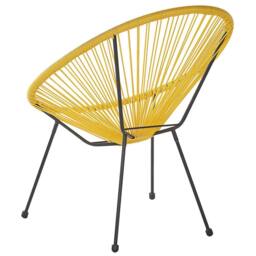 Wyld and Coco Yellow PE Rattan Papasan Chair Modern Woven Seat Powder Coat Steel - thumbnail 5