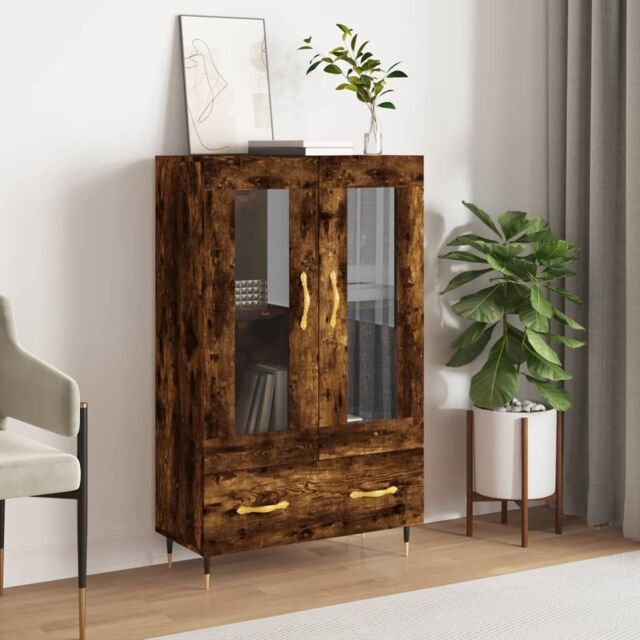 Berkfield Home Highboard Smoked Oak 69.5x31x115 cm Engineered Wood in Brown - image 1