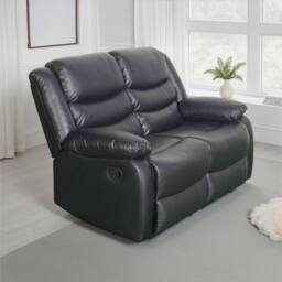 Furnishings For Less UK Cortland Leather Look 3 Piece Sofa Suite Manual Reclining Black - thumbnail 5