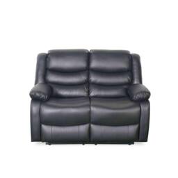 Furnishings For Less UK Cortland Leather Look 3 Piece Sofa Suite Manual Reclining Black - thumbnail 4