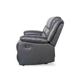Furnishings For Less UK Cortland Leather Look 3 Piece Sofa Suite Manual Reclining Black - thumbnail 3