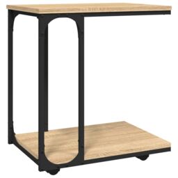 Berkfield Home Side Table with Wheels Sonoma Oak 50x35x55.5cm Engineered Wood in Brown - Size: 50x35x55.5 cm - thumbnail 2