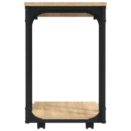 Berkfield Home Side Table with Wheels Sonoma Oak 50x35x55.5cm Engineered Wood in Brown - Size: 50x35x55.5 cm - thumbnail 6