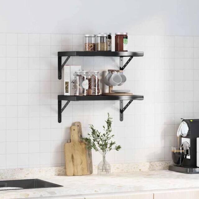 Berkfield Home Wall Shelves 2 pcs 50x30 cm Black Stainless Steel - image 1