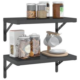 Berkfield Home Wall Shelves 2 pcs 50x30 cm Black Stainless Steel - thumbnail 4