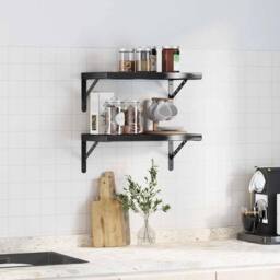 Berkfield Home Wall Shelves 2 pcs 50x30 cm Black Stainless Steel - thumbnail 1